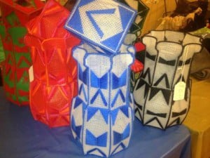 These incredible vases and napkin holders were stitched together by Senior Citizens in the Queensbridge community.